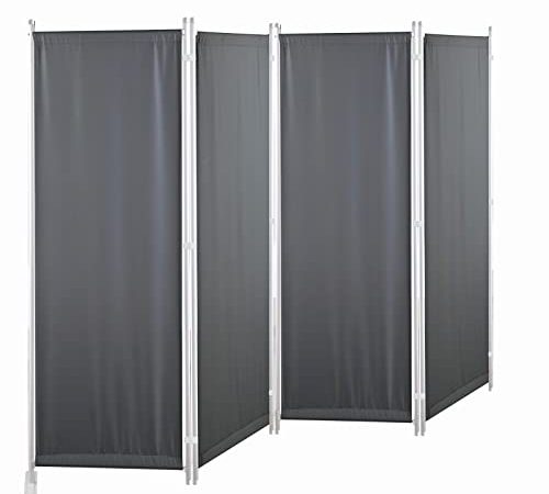 GOJOOASIS Paravent 4 Teilig 170 x 220 cm Raumteiler Klappbar Trennwand Stellwand Balkon Sichtschutz Faltbar(Grau)