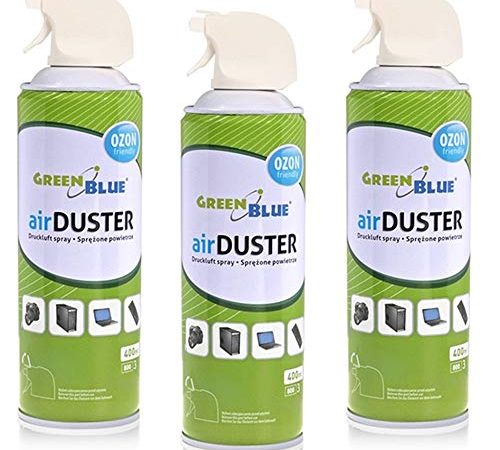 Green Blue GB400 Druckluft Spray 3 x 400ml Air Duster Reinigung Druckluftspray Druckluftreiniger Pressluft Computer Reiniger