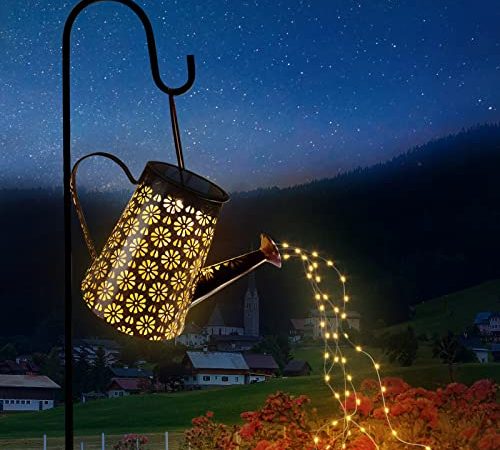 Imoli Solar Gießkanne mit Lichterkette Solarlampen für Außen Garten Deko, LED Giesskanne Garten Solar Gartendeko Vintage Solarlichter Wasserdicht IP65 für Gehweg Hof Terrasse Rasen Yard Garden Path