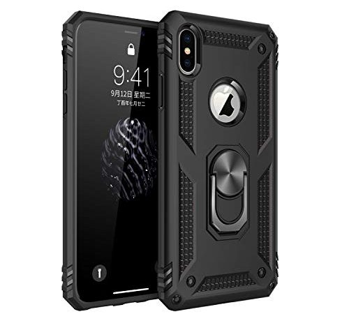 Jeack Hülle Kompatibel mit iPhone XS Max Hülle, Ring Kickstand 360 Grad rotierenden Ring Drop Schutz Stoßdämpfung Silicone Cover [magnetischen Auto Halterung] Bumper case für iPhone XS Max