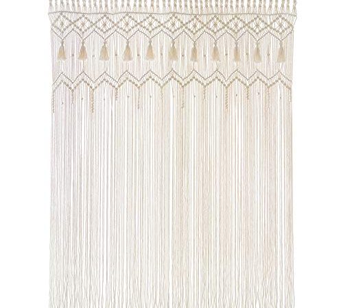 Mkono Makramee Vorhang Wandbehang Große Handgemachte Gewebte Tapisserie Fenstervorhänge Boho Türvorhang für Hochzeitsdekoration, Deko Wohnzimmer Kinderzimmer Elfenbein 132 x 180cm