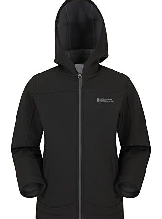Mountain Warehouse Exodus wasserdichte Windjacke Kinder Softshell - leichte Regenjacke Kinder, atmungsaktive, wasserfeste Jacke, ungefütterte Softshell-Kinderregenjacke Schwarz 11-12 Jahre