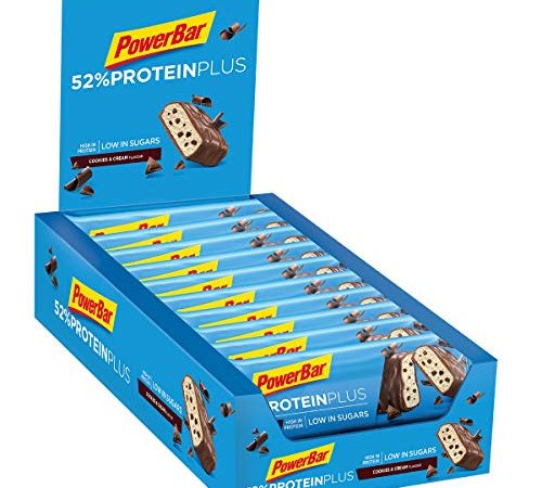 PowerBar Protein Plus 52% Cookies&Cream 20x50g - High Protein Low Sugar Riegel