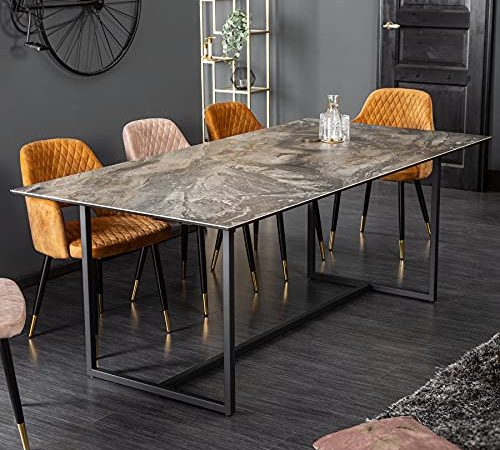 riess-ambiente.de Moderner Esstisch SYMBIOSE 200cm Taupe Keramik in Marmor-Optik Konferenztisch Tisch