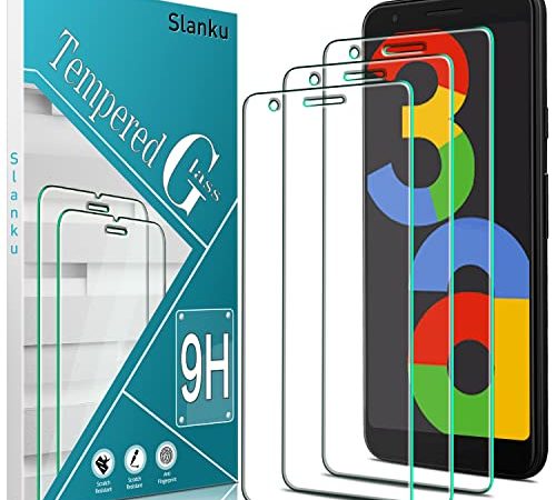 Slanku 3 Stück Schutzfolie für Google Pixel 3a, HD Klar Displayschutzfolie, Hülle Freundllich, 9H Härte, Anti-Kratzen, Blasenfrei, Einfacher Montage