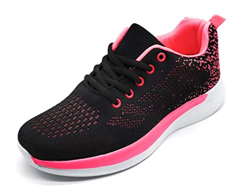 Sportschuhe für Damen, atmungsaktiv, leicht, aus Netzstoff zum Laufen, Laufen und Arbeiten, 8, schwarze Rose, 39 EU