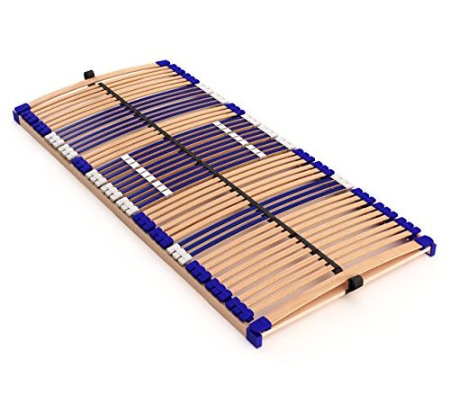 stabiler Lattenrost 100% BUCHE Lattenrahmen - nicht verstellbar, starr - SCHULTERFRÄSUNG, 7 Zonen, 44 Federleisten, Härte-Regulierung, Mittelgurt - FIX COMFORT 44® - fertig montiert (140x200cm)