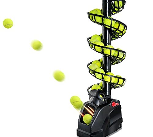 Tragbarer Tennisbälle Maschine(Hält 30 Bälle),solo Tennis trainer für selbsttraining,Anfänger/Kinder/Lehrer/Zuhause/Gericht,genaue&effiziente Ballwurfmaschinen für alle Stufen/Alter,AC&Batterie