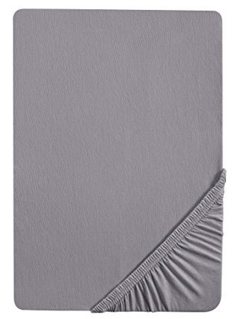 Traumhaft Schlafen - Castell - Markenbettwäsche 0077113 Spannbetttuch Jersey Stretch (Matratzenhöhe max. 22 cm) 1x 140x200 cm - 160x200 cm, silber/grau