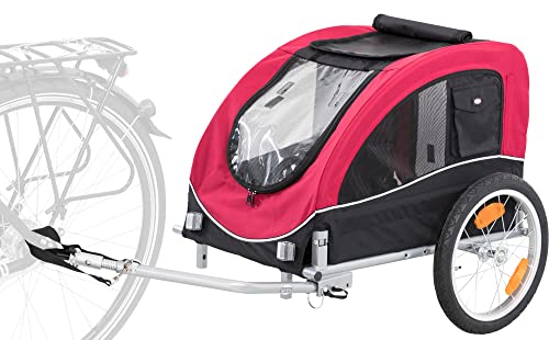 Trixie 12814 Fahrrad-Anhänger, M: 63 × 68 × 75/137 cm, schwarz/rot