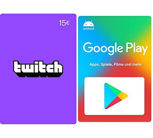 Twitch Guthaben 15 EUR (Digital Code) + Google Play €15 Guthaben (Digital Code, code kann nur in Deutschland eingelöst werden)