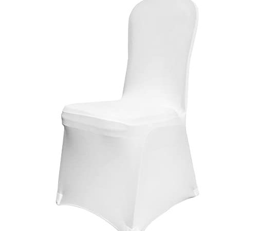 VEVOR Universell Weiße Elegante Stuhl 50 STK Polyester Und Elasthan Spandex Stuhlhussen Stretch Stuhlüberzug Stuhlbezug Husse Stuhlschutz Elastisch Hochzeit Wedding Party Chair Covers
