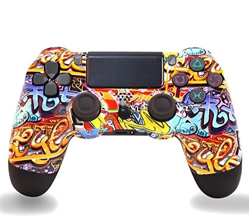 Wireless Controller für P4, Gamepad Joystick Game Controller mit Dual Vibration / 6-Achsen-Gyro-Sensor / Audiofunktion, Kabellos Gamepad Joystick mit Dual Motors,