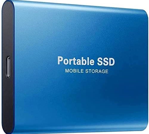 2 TB tragbare SSD Externe Solid State Drive USB 3.1 Typ C 2000 GB externe Festplatte SSD kompatibel mit Desktop, Laptop, Windows, Mac, Linux (2 TB, Blau)