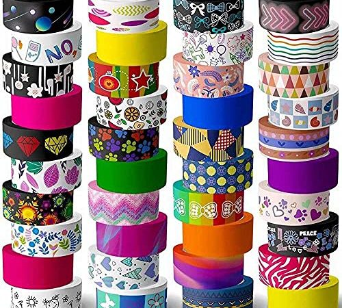 40 Rolls Washi Tape Set - 15 mm Wide Colored Masking Tape for Kids and Аdults,Decorative Adhesive for DIY Crafts,Gift Wrapping, Scrapbooking Supplies,Bullet Journals