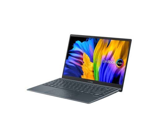 ASUS Zenbook 13 OLED Laptop (13.3 Zoll, FHD, 1920 x 1080) Notebook (AMD Ryzen 5-5600U, 8GB RAM, 512 GB SSD, AMD Radeon Graphics, Win10H) Pine Grey/QWERTZ