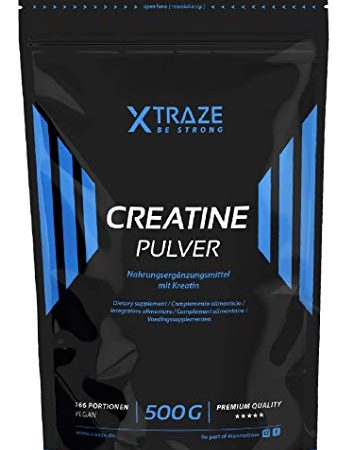 Creatin Monohydrat Pulver 500 g, Kreatin vegan, 100% rein, SIEGER Preis-Leistung 2019, Natürliches Supplement ohne Zusätze - für Kraftsport, Bodybuilding, Fitness, Made in Germany