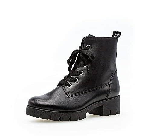 Gabor Damen Schnürstiefeletten, Frauen Boots,Wechselfußbett,Best Fitting,halbstiefel,Kurzstiefel,uebergangsschuhe,schwarz,43 EU / 9 UK