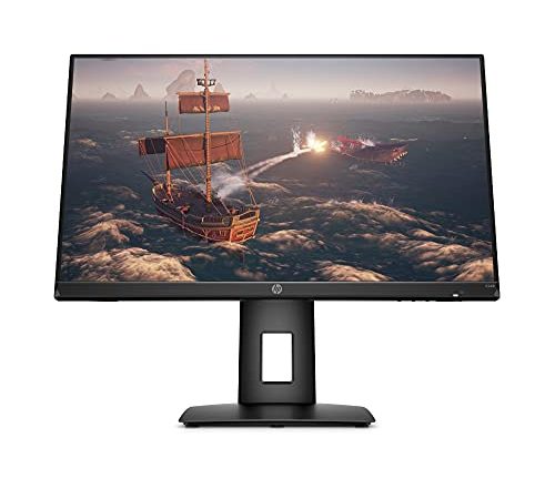 HP X24ih Gaming Monitor - 24 Zoll Bildschirm, Full HD IPS Display, 144Hz, AMD FreeSync Premium, HDMI, DisplayPort, 1ms Reaktionszeit, VESA Mount 100 x 100mm, 99% sRGB, höhenverstellbar) schwarz