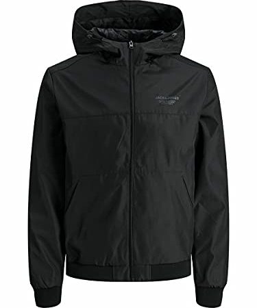 Jack & Jones Mens JJESEAM Jacket Hood NOOS Jacke, Black, XL