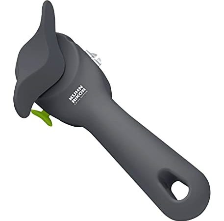 KUHN RIKON Auto Safety Dosenöffner grau, Sicherheitsdosenöffner, keine scharfen Kanten, fasst automatisch den Rand der Dose, sauber und sicher
