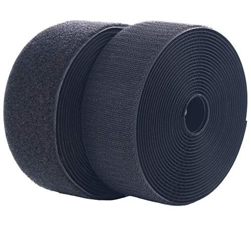 LLPT Klettband Zum Aufnähen Nähen Breit Klebepad Flauschband und Hakenband | Kein Kleber Flauschband und Hakenband | Schwarz (NHB223) | 5cm x 5 m