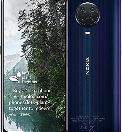 Nokia G20 Smartphone mit vergrößertem 6,5"-Bildschirm, 48 MP-Quad-Kamera, Einzel-/Doppel-SIM, 4 GB RAM, 64 GB ROM, OZO-Audio, KI-unterstützter 3-Tage-Akku - Night