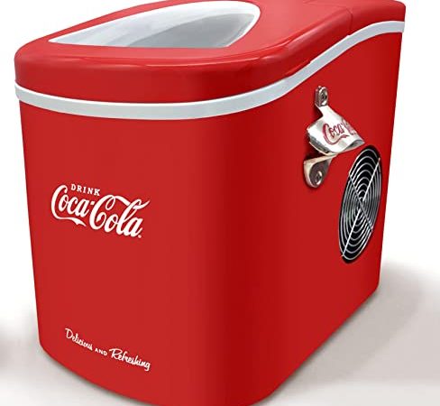 Salco Coca-Cola Eiswürfelmaschine SEB-14CC, Rot, Eiswürfel in 8-13 Minuten, mit Flaschenöffner COCA-COLA