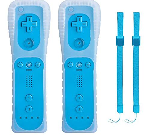 2 WII Controller Fernbedienung Remote Game Linker Controller mit Silikonhülle Armban, ohne Motion Plus