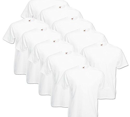 Fruit of the Loom 10 T Shirts Valueweight T Rundhals S M L XL XXL 3XL 4XL 5XL Übergröße Diverse Farbsets auswählbar (XL, Weiss)