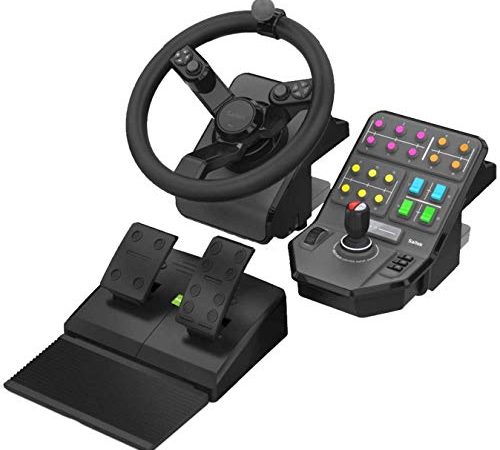 Logitech G Saitek Farm Sim Controller, Farming Simulator Bundle bestehend aus Lenkrad, Steuerkonsole, Gas- und Bremspedal, 900° Lenkbereich, 38+ Tasten, USB-Anschluss, PC/Mac - schwarz