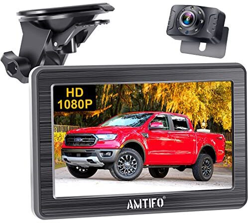 Rückfahrkamera Auto HD 4.3 Inch Monitor Set for Wohnmobil KFZ LKW Einfache Installation wasserdichte Farbnachtsicht DIY Hilfslinien AMTIFO A2