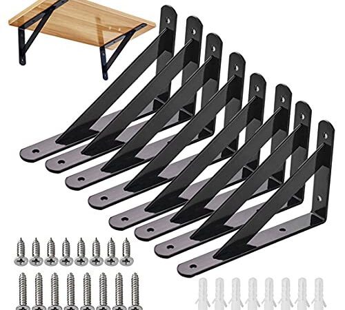 Regalhalterungen Wand-Winkel Schwerlast-Träger 90 Grad Winkel Regalhalterung Wand Regalträger Stahl massiv Regalträger für die Wandmontage(150 x 95mm,Schwarz) (8)