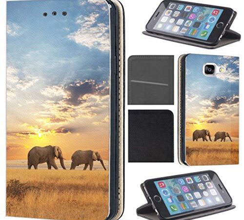 Samsung Galaxy J5 2016 J510 / Duos Hülle von CoverHeld Premium Flipcover Schutzhülle Flip Case Motiv (1465 Elefant Elefanten Afrika Wildness)