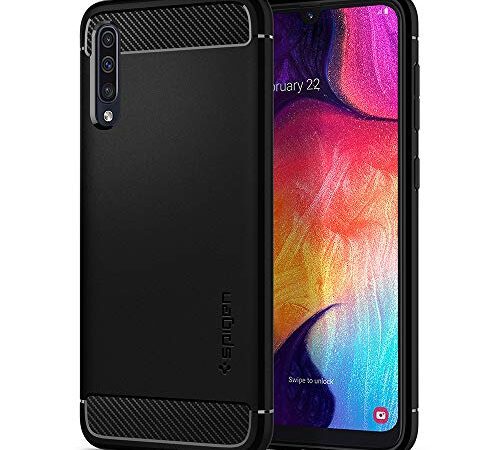 Spigen Rugged Armor Hülle Kompatibel mit Samsung Galaxy A50, Samsung Galaxy A30S und Samsung Galaxy A50S -Schwarz