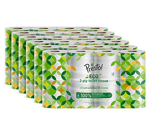 Amazon-Marke: Presto! 3-lagiges ECO Toilettenpapier, 48 Rollen (6 x 8 x 200 Blätter)