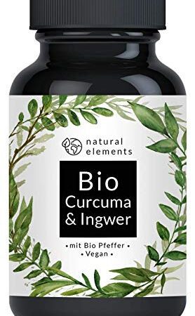 Bio Curcuma & Ingwer - 180 Kapseln - 4440mg Bio Kurkuma, Bio Ingwer & Bio Pfeffer pro Tagesdosis - Mit Curcumin, Gingerol & Piperin - Hochdosiert