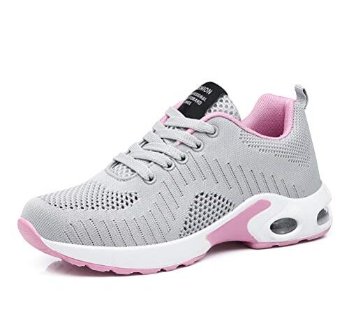DANNTO Damen Laufschuhe Air Atmungsaktiv Turnschuhe Schnürer Leichte Stoßfest Mode Sportschuhe Outdoor Athletisch Sneaker für Gym Walking Jogging Laufen Basketball Frühling Sommer(Grau,43)