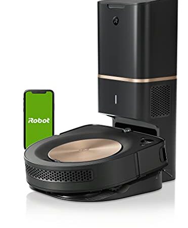 iRobot Roomba s9+ Über WLAN verbundener Saugroboter mit automatischer Absaugstation - PerfectEdge-Technologie mit Eckenbürste und breiteren Gummibürsten für alle Böden - Leistungsverstärkung, Schwarz