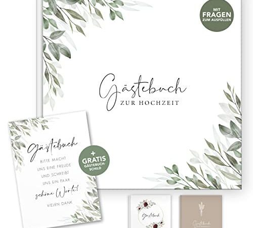 luftundliebe Gästebuch Hochzeit mit Fragen zum ausfüllen, Gästebuch, Hochzeit Gästebuch, Vintage, Fotobuch Hochzeit - Eukalyptus