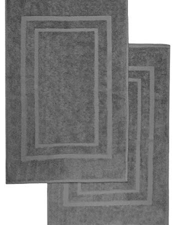 NatureMark 2er Pack Badvorleger Badematte | Premium Qualität | 100% Baumwolle | 50 x 80 cm | Duschvorleger Duschmatte Doppelpack | Farbe: Anthrazit grau