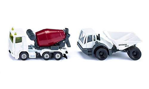 siku 1692, Baustellen-Set, Dumper und Betonmischer, Weiß/Rot, Metall/Kunststoff, Bereifung aus Gummi