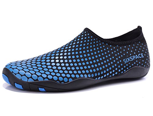 Sixspace Unisex Badeschuhe Wasserschuhe Strandschuhe Aquaschuhe Schwimmschuhe Barfußschuhe Surfschuhe mit rutschfeste Sohlen für Damen Herren,Blau 44 EU
