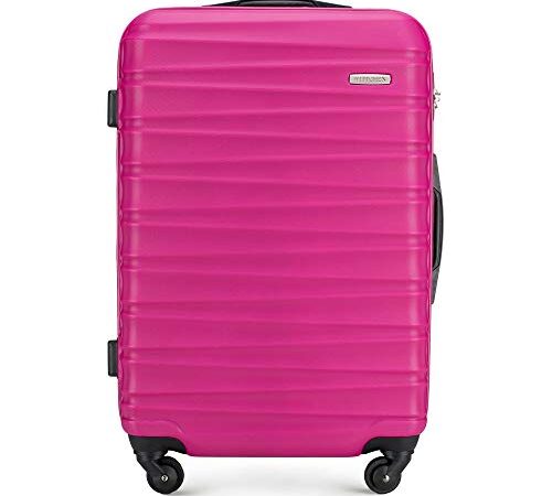 Stabiler Mittlerer Koffer Trolley Koffer Reisekoffer von Wittchen Rosa ABS Hartschalen Trolley 4 Rollen Kombinationsschloss