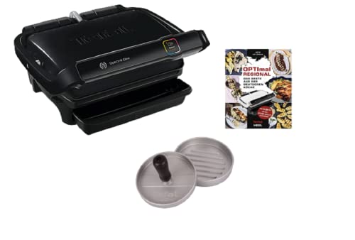 Tefal Optigrill Elite Kontaktgrill I 2000 Watt I mit Hamburgerpresse + Grillbuch I Indoor & Outdoor Grill I 12 automatische Programme I Touch Display I Edelstahl I Perfekte Grillergebnisse