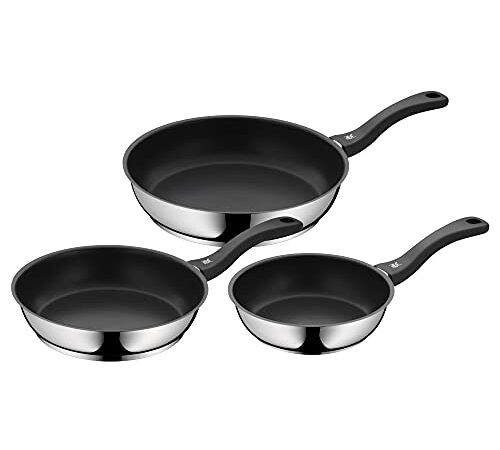 WMF Devil Pfannenset 3-teilig, Bratpfanne 24, 20, 28 cm, Induktion, Cromargan Edelstahl beschichtet, Kunststoffgriff