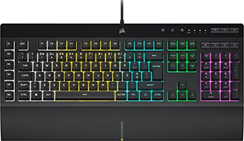 CORSAIR K55 RGB PRO- Layout: PT-PT - RGB-Foundation-Licht, sechs Makro-Com-Integration-Software-Tasten Elgato Stream Deck, IP42, Puls-Pause, Schwarz