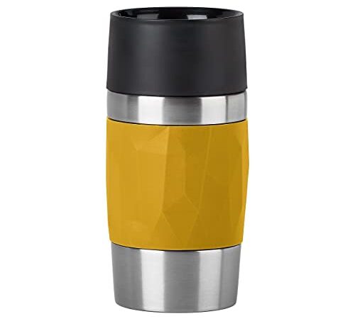 Emsa N21610 Travel Mug Compact Thermo-/Isolierbecher aus Edelstahl | 0,3 Liter | 3h heiß | 6h kalt | BPA-Frei | 100% dicht | auslaufsicher | spülmaschinengeeignet | 360°-Trinköffnung | Gelb