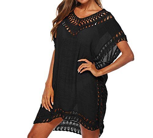 F.Lashes Strandkleid Damen, Strandkleider Damen Sommer Bikini Badeanzug Cover Up Strandponcho Beachtime Strandkleid Damen Strandurlaub