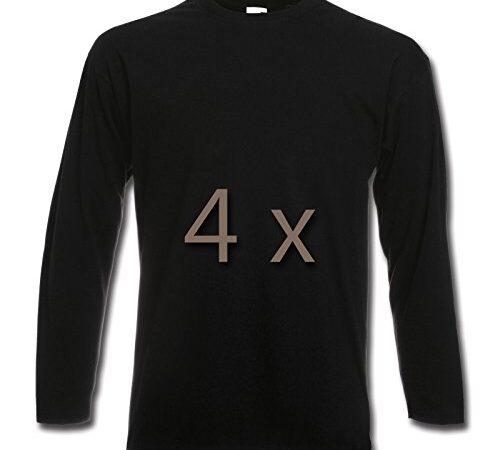 Fruit of the Loom 4 T Shirt Longsleeve M L XL XXL Langarm Verschiedene Farbsets auswählbar (XXL, Schwarz)